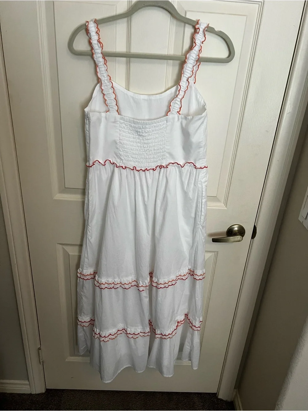 J. Crew White Maxi Sundress with Pink Trim